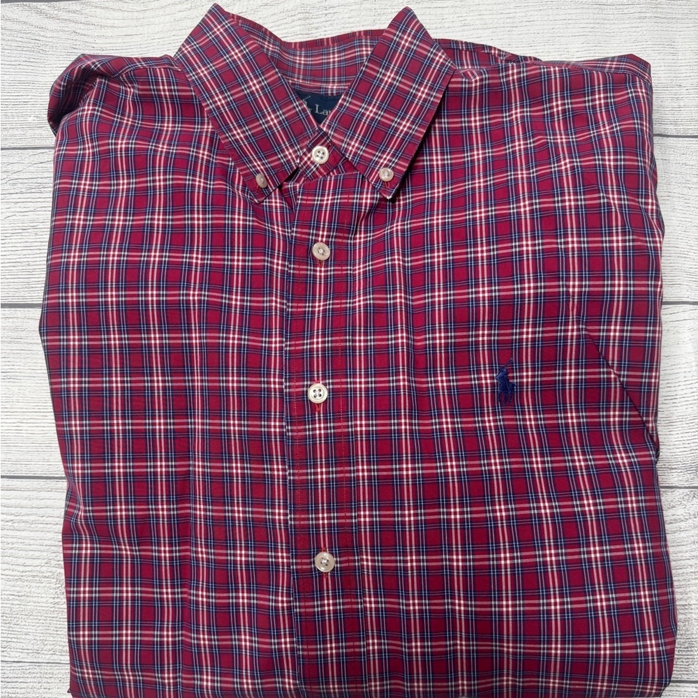 Polo Ralph Lauren Blake Red White & Blue Casual Button‎ Down Shirt Size Large
